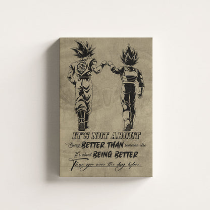Dragon Ball Canvas Wall Art - DR129 - Goku - Vegeta - Being Better Than Yesterday