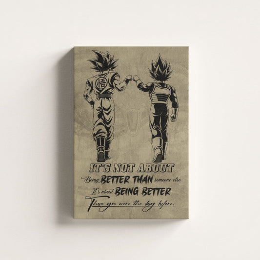 Dragon Ball Canvas Wall Art - DR129 - Goku - Vegeta - Being Better Than Yesterday