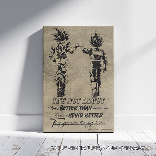 Dragon Ball Canvas Wall Art - DR129 - Goku - Vegeta - Being Better Than Yesterday