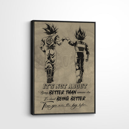 Dragon Ball Canvas Wall Art - DR129 - Goku - Vegeta - Being Better Than Yesterday