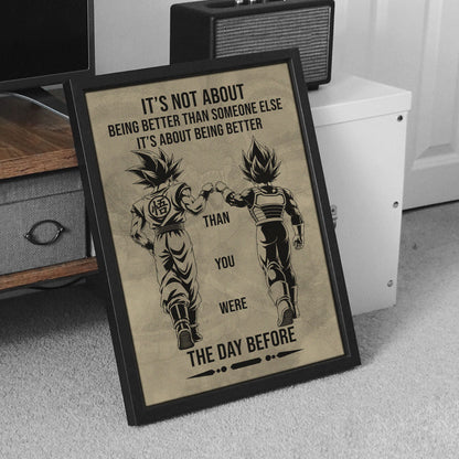Dragon Ball Canvas Wall Art - DR130 - Goku - Vegeta - Being Better Than Yesterday