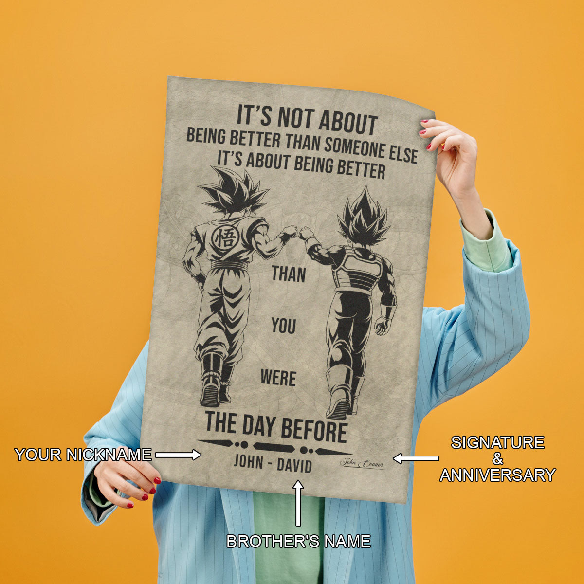 Dragon Ball Canvas Wall Art - DR130 - Goku - Vegeta - Being Better Than Yesterday