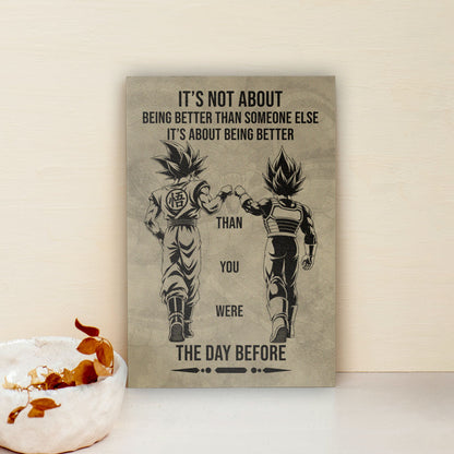 Dragon Ball Super Saiyan Blue Goku & Ultra Ego Vegeta Canvas Wall Art - DBZ Motivational Poster "Being Better Than Yesterday" Home Office Decor - DR130