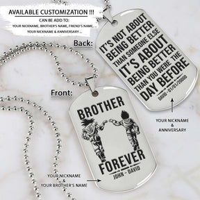 Dragon Ball Dog Tag - Brother Forever - It's About Being Better Than You Were The Day Before - Goku - Vegeta - Dragon Ball Necklace