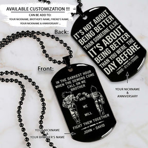 Dragon Ball Dog Tag - Call On Me Brother - It's About Being Better Than You Were The Day Before - Goku - Vegeta - Dragon Ball Necklace