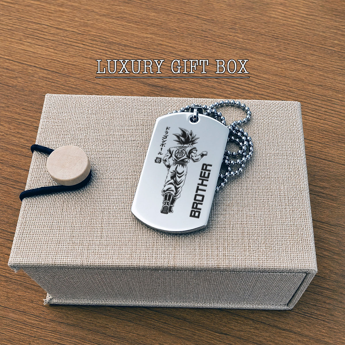 Dragon Ball Engraved Dog Tag Necklace - DRD070 - Goku - Vegeta - Brother Forever - Military Ball Chain - 316L Stainless Steel