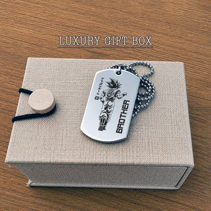 Dragon Ball Engraved Dog Tag Necklace - DRD070 - Goku - Vegeta - Brother Forever - Military Ball Chain - 316L Stainless Steel