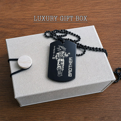 Dragon Ball Engraved Dog Tag Necklace - DRD071 - Goku - Vegeta - Brother Forever - Military Ball Chain - 316L Stainless Steel