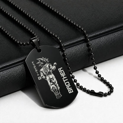 Dragon Ball Engraved Dog Tag Necklace - DRD071 - Goku - Vegeta - Brother Forever - Military Ball Chain - 316L Stainless Steel