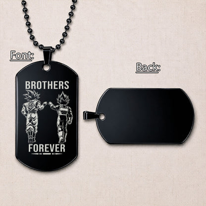 Dragon Ball Engraved Dog Tag Necklace - DRD075 - Goku - Vegeta - Brothers Forever - Military Ball Chain - 316L Stainless Steel