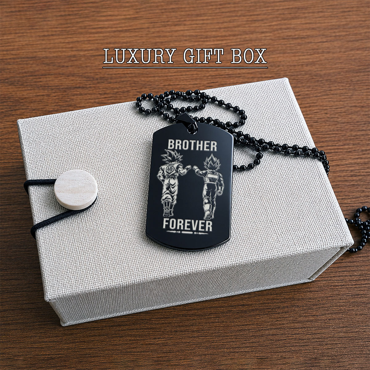 Dragon Ball Engraved Dog Tag Necklace - DRD077 - Goku - Vegeta - Brother Forever - Military Ball Chain - 316L Stainless Steel
