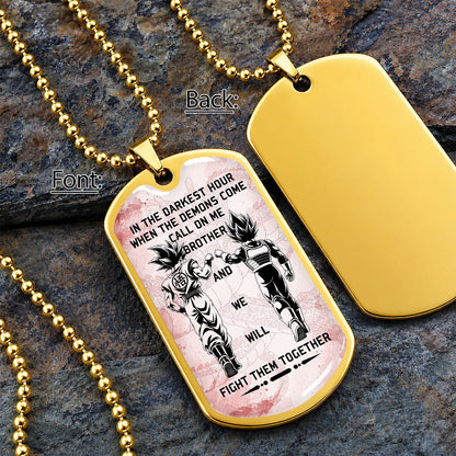 Dragon Ball Dog Tag Necklace - DRDL040 - Goku - Vegeta - Call On Me Brother -  Military Ball Chain