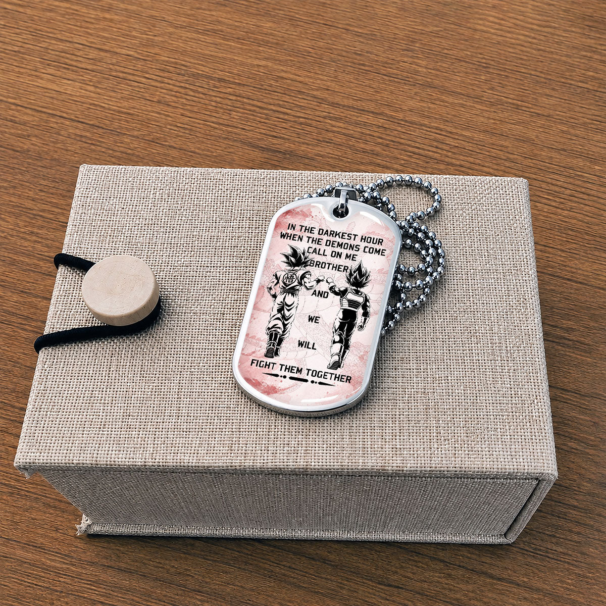 Dragon Ball Dog Tag Necklace - DRDL040 - Goku - Vegeta - Call On Me Brother -  Military Ball Chain