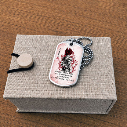 Dragon Ball Dog Tag Necklace - DRDL058 - Super Saiyan God Vegito - I'm Not Going To Lose - Military Ball Chain
