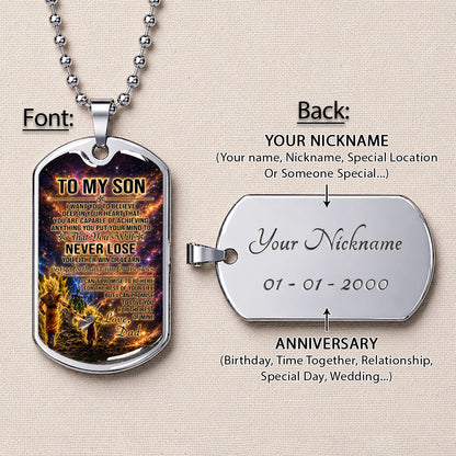 Dragon Ball Dog Tag Necklace - DRDL113 - Goku - Gohan - To My Son From Dad - Gift for DBZ Fans - Military Ball Chain