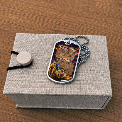 Personalized Dragon Ball Goku & Gohan Dog Tag Necklace - "To My Son From Dad" Stainless Steel Pendant - Meaningful Anime Gift for DBZ Fans - DRDL113