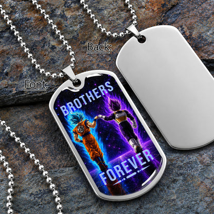 Dragon Ball Dog Tag Necklace - DRDL118 - Goku - Vegeta - Brothers Forever - Gift for DBZ Fans - Military Ball Chain