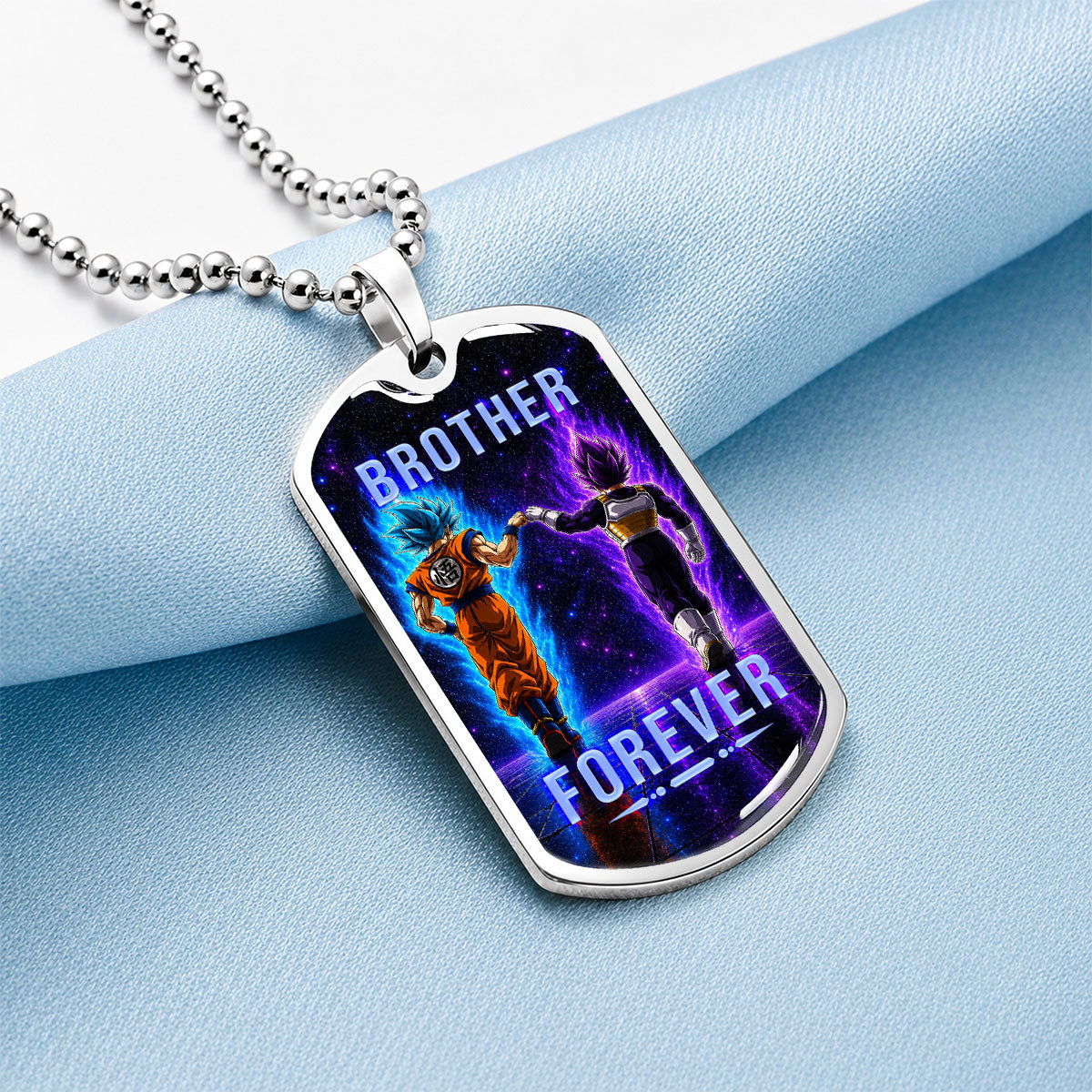 Custom Dragon Ball Goku & Vegeta Brother Dog Tag Necklace - Motivational Quote "Brothers Forever"  Stainless Steel Pendant - Anime Gift for DBZ Fans - DRDL119