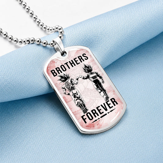 Dragon Ball Dog Tag Necklace - DRDL126 - Goku - Vegeta - Brothers Forever - Gift for DBZ Fans - Military Ball Chain