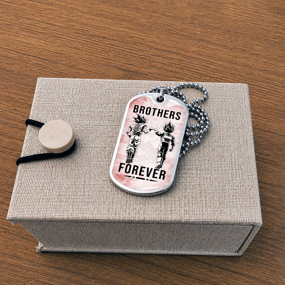 Custom Dragon Ball Goku & Vegeta Brother Dog Tag Necklace - Motivational Quote "Brothers Forever"  Stainless Steel Pendant - Anime Gift for DBZ Fans - DRDL126