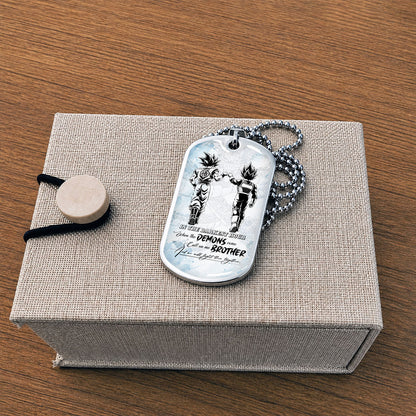 Dragon Ball Dog Tag Necklace - DRDL128 - Goku - Vegeta - Call On Me Brother - Gift for DBZ Fans - Military Ball Chain
