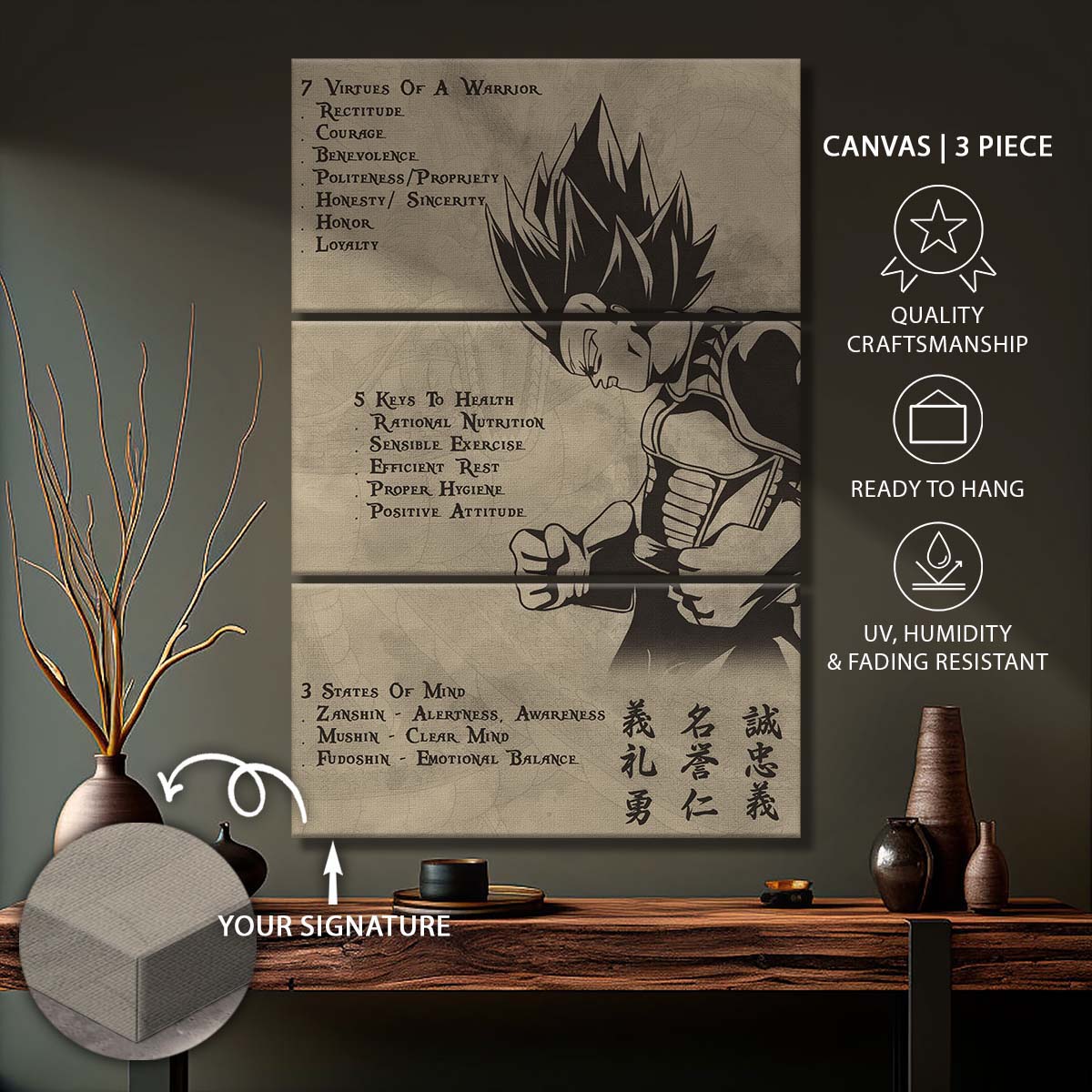 Dragon Ball - 3 Piece Wall Art - DR043 - 7 5 3 CODE - Vegeta - Dragon Ball Canvas