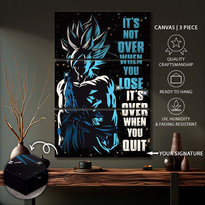 Dragon Ball - 3 Piece Wall Art - DR048 - It's Not Over When You Lose - Goku - Super Saiyan Blue - Dragon Ball Canvas
