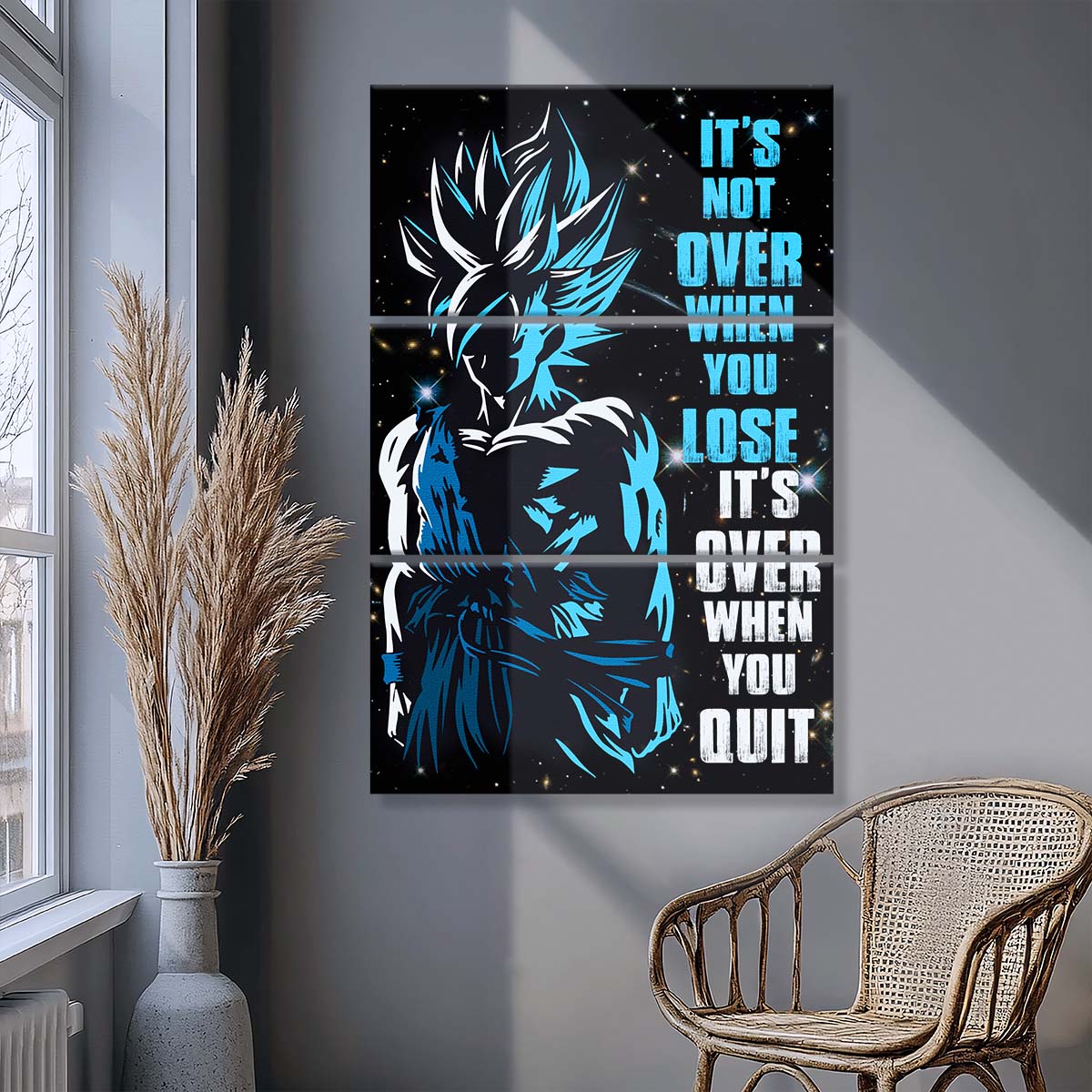 Dragon Ball - 3 Piece Wall Art - DR048 - It's Not Over When You Lose - Goku - Super Saiyan Blue - Dragon Ball Canvas