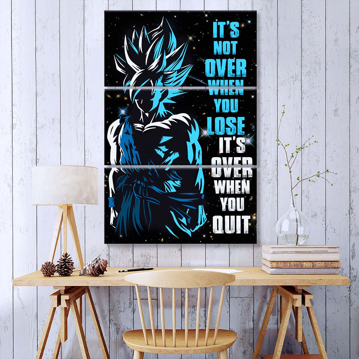 Dragon Ball - 3 Piece Wall Art - DR048 - It's Not Over When You Lose - Goku - Super Saiyan Blue - Dragon Ball Canvas