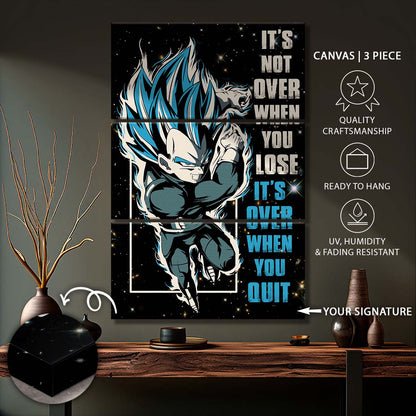Dragon Ball - 3 Piece Wall Art - DR049 - It's Not Over When You Lose - Vegeta - Super Saiyan Blue - Dragon Ball Canvas