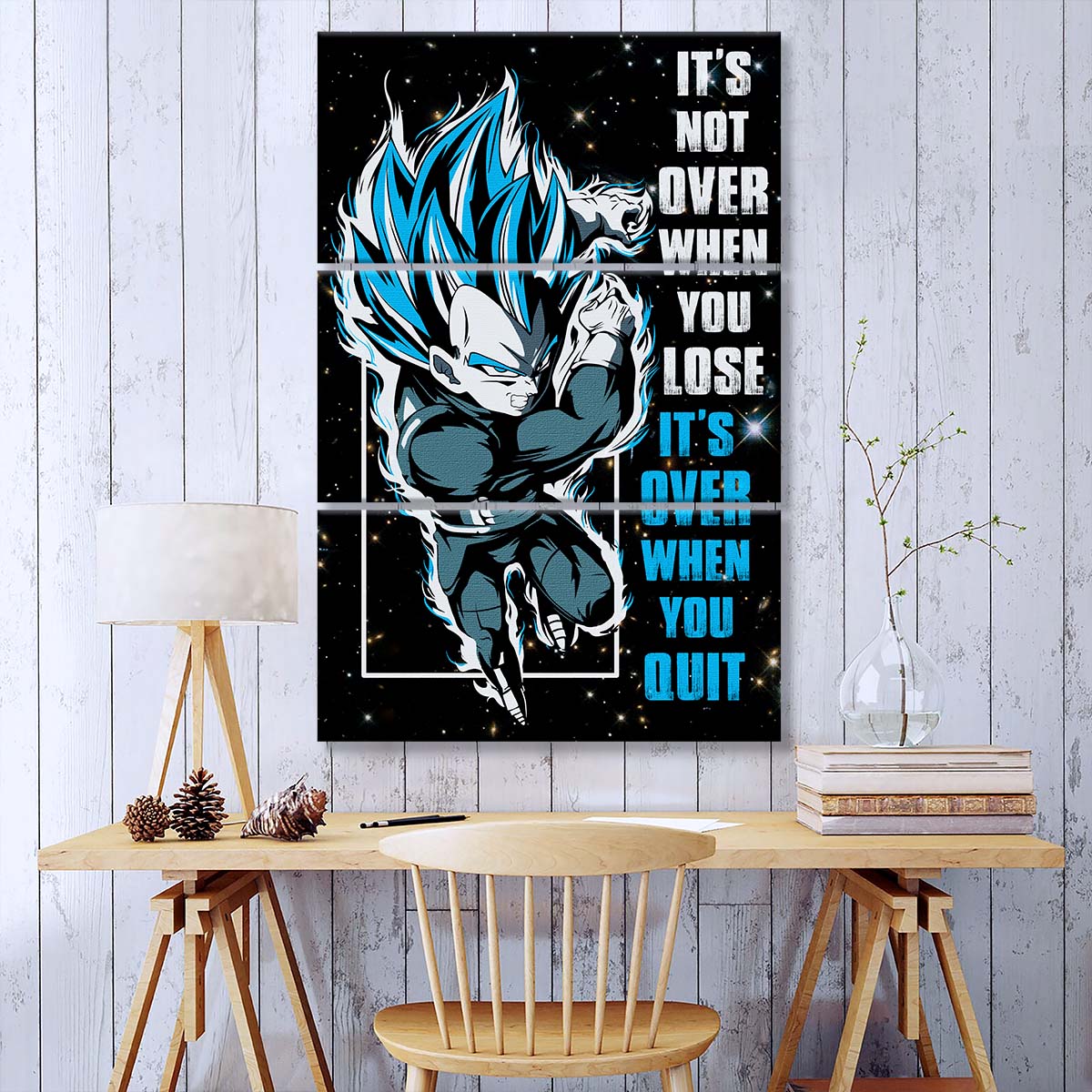 Dragon Ball - 3 Piece Wall Art - DR049 - It's Not Over When You Lose - Vegeta - Super Saiyan Blue - Dragon Ball Canvas