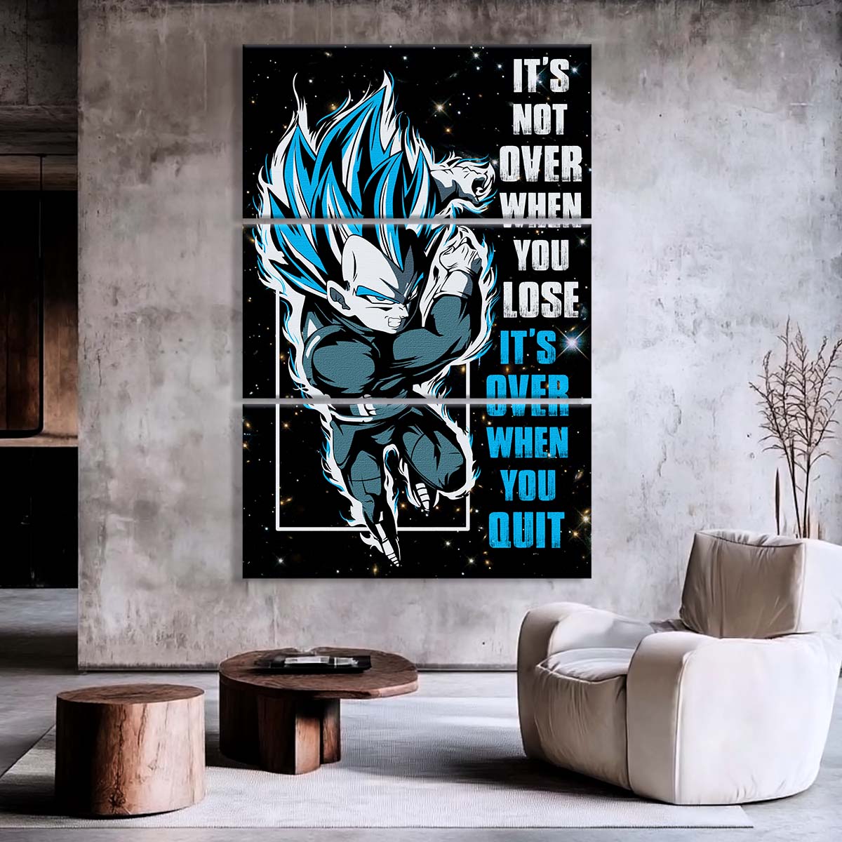Dragon Ball - 3 Piece Wall Art - DR049 - It's Not Over When You Lose - Vegeta - Super Saiyan Blue - Dragon Ball Canvas