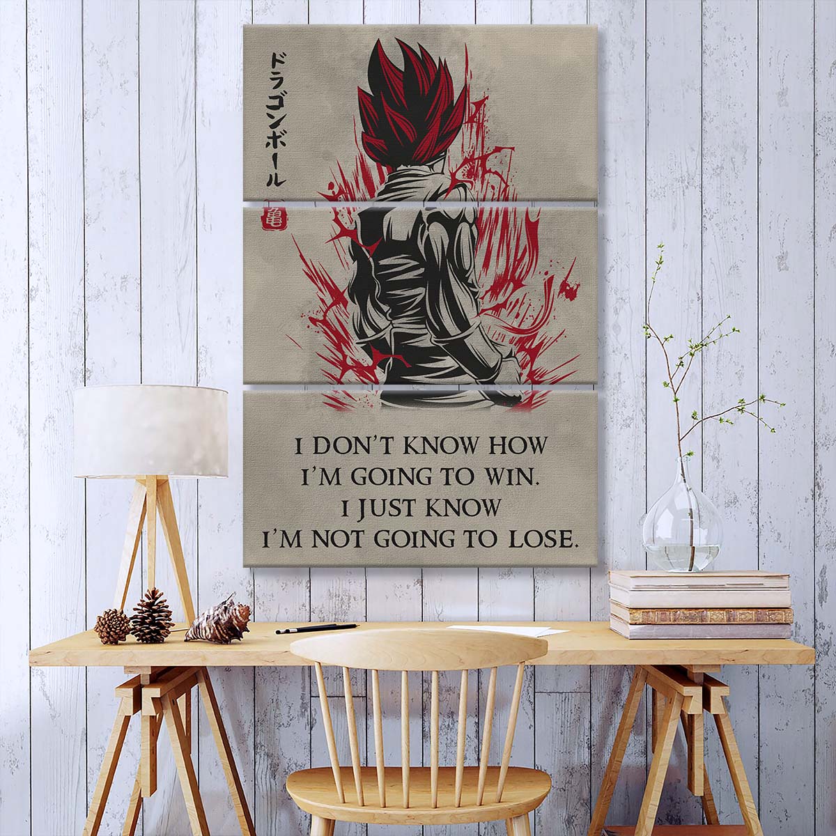 Dragon Ball - 3 Piece Wall Art - DR058 - I'm Not Going To Lose - Goku - Vegeta - Vegeto - Super Saiyan God - Dragon Ball Canvas
