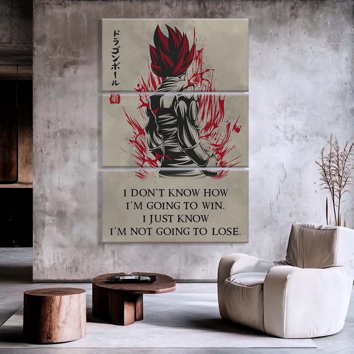 Dragon Ball - 3 Piece Wall Art - DR058 - I'm Not Going To Lose - Goku - Vegeta - Vegeto - Super Saiyan God - Dragon Ball Canvas
