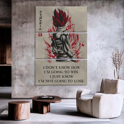 Dragon Ball - 3 Piece Wall Art - DR058 - I'm Not Going To Lose - Goku - Vegeta - Vegeto - Super Saiyan God - Dragon Ball Canvas