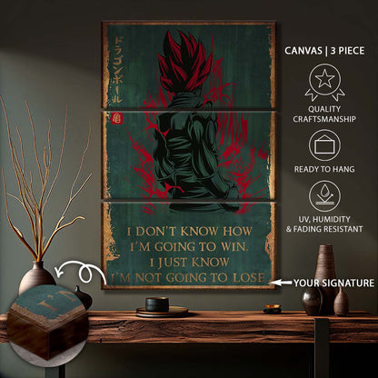 Dragon Ball - 3 Piece Wall Art - DR059 - I'm Not Going To Lose - Goku - Vegeta - Vegeto - Super Saiyan God - Dragon Ball Canvas