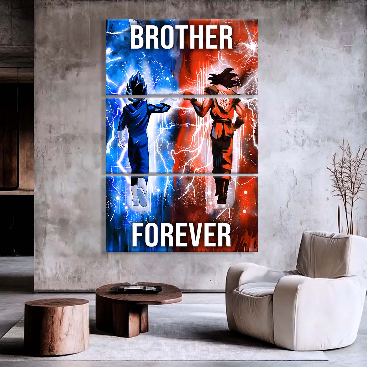 Dragon Ball - 3 Piece Wall Art - DR073 - Brother Forever - Goku - Vegeta - Dragon Ball Canvas