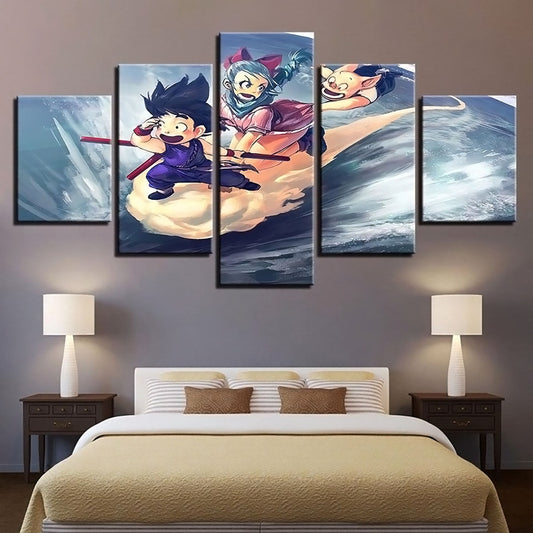 Dragon Ball - 5 Pieces Wall Art - Goku - Bulma - Printed Wall Pictures Home Decor - Dragon Ball Poster - Dragon Ball Canvas