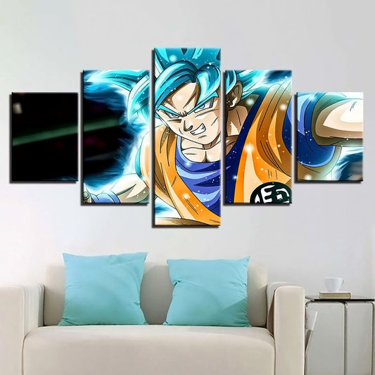 Dragon Ball - 5 Pieces Wall Art - Mastered Ultra Instinct Goku - Printed Wall Pictures Home Decor - Dragon Ball Poster - Dragon Ball Canvas