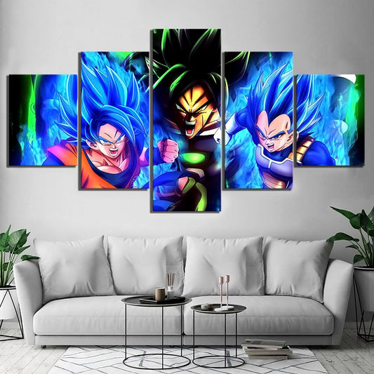 Dragon Ball Super Canvas Wall Art - DR5177 - Super Saiyan Blue Goku - Super Saiyan Blue Vegeta vs Broly