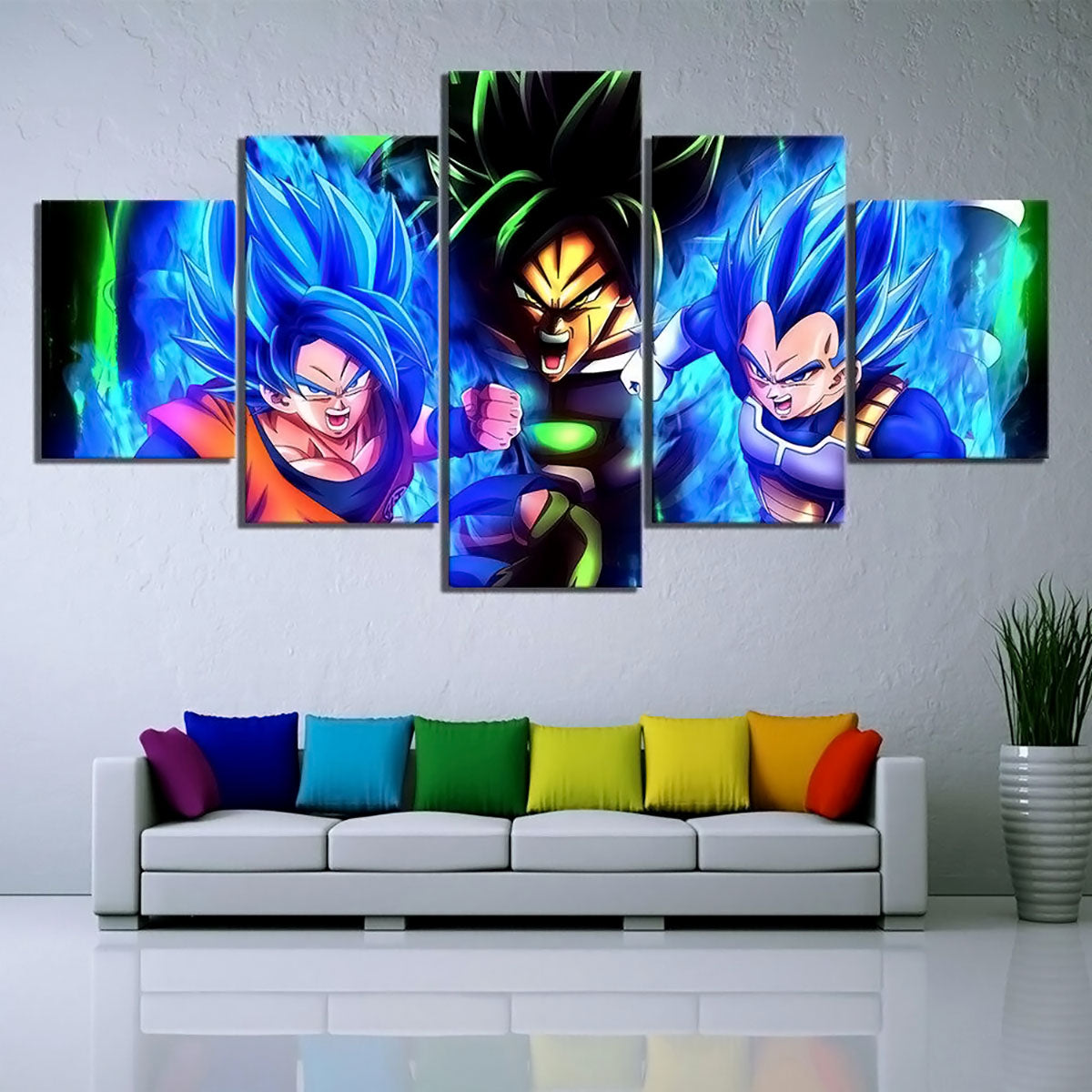 Dragon Ball Super Canvas Wall Art - DR5177 - Super Saiyan Blue Goku - Super Saiyan Blue Vegeta vs Broly