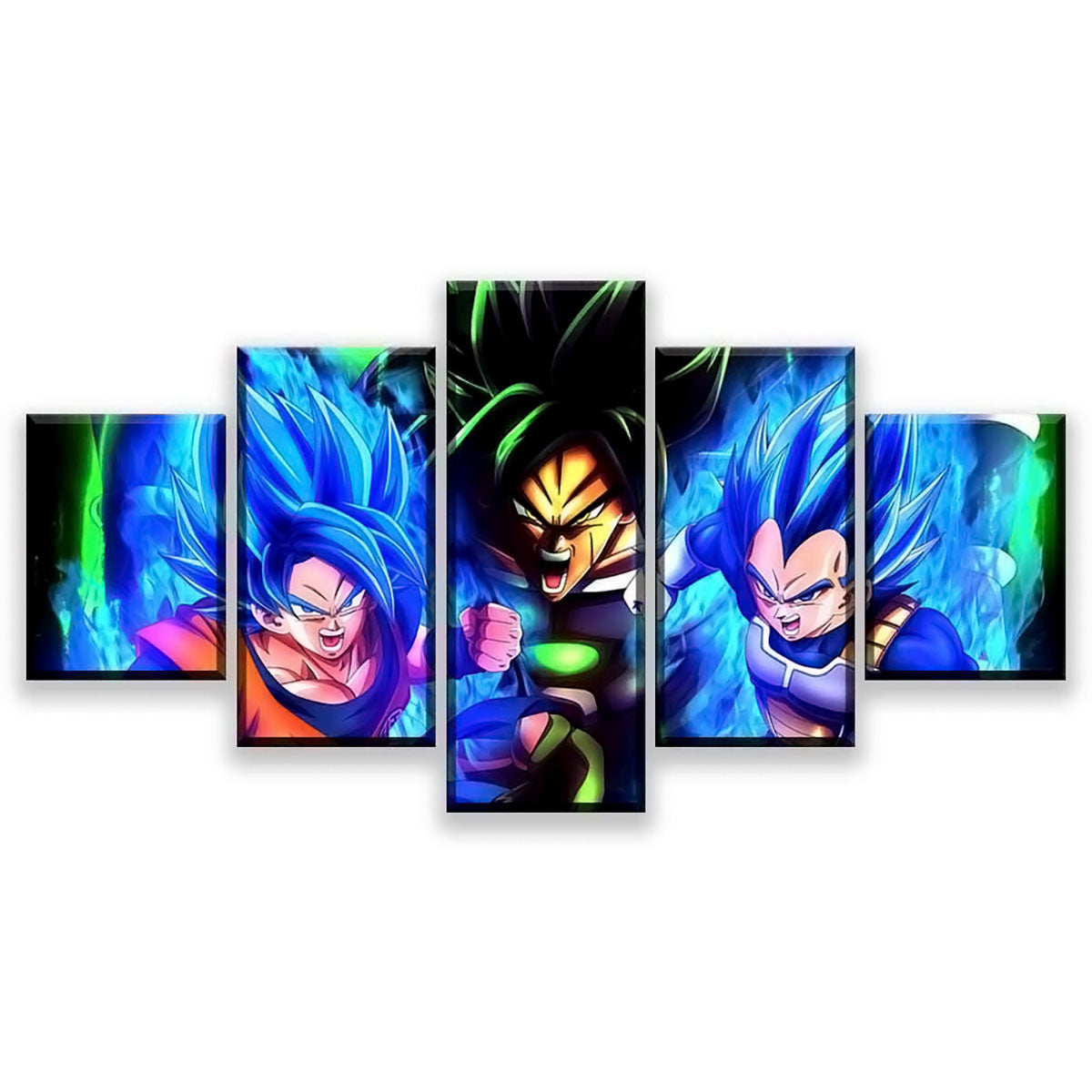 Dragon Ball - 5 Pieces Wall Art - Goku - Vegeta - Broly - Super Saiyan - Printed Wall Pictures Home Decor - Dragon Ball Poster - Dragon Ball Canvas