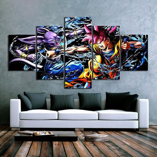 Dragon Ball Super Canvas Wall Art - DR5174 - Super Saiyan God Goku vs Beerus