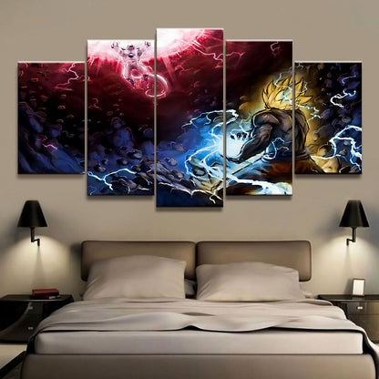 Dragon Ball - 5 Pieces Wall Art - Goku And Frieza In Namek - Printed Wall Pictures Home Decor - Dragon Ball Poster - Dragon Ball Canvas