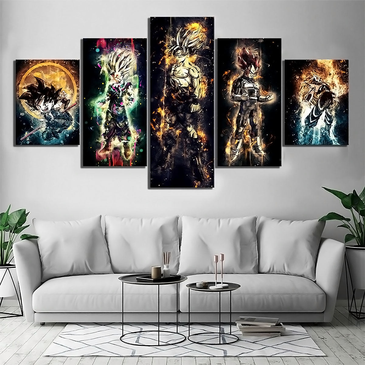 Dragon Ball Canvas Wall Art - DR5145 - Ultra Instinct Goku - Super Saiyan God Vegeta - Beast Gohan