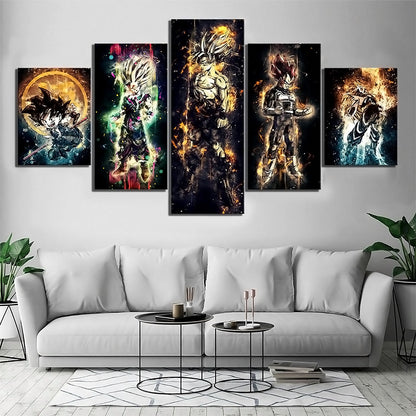 Dragon Ball Canvas Wall Art - DR5145 - Ultra Instinct Goku - Super Saiyan God Vegeta - Beast Gohan