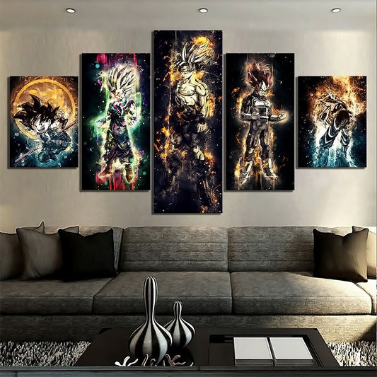 Dragon Ball Canvas Wall Art - DR5145 - Ultra Instinct Goku - Super Saiyan God Vegeta - Beast Gohan
