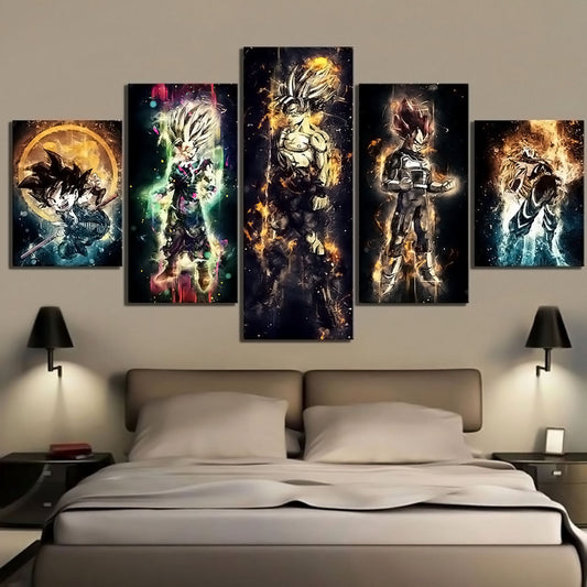 Dragon Ball - 5 Pieces Wall Art - Kid Goku - Goku - Vegeta - Gohan - Printed Wall Pictures Home Decor - Dragon Ball Poster - Dragon Ball Canvas