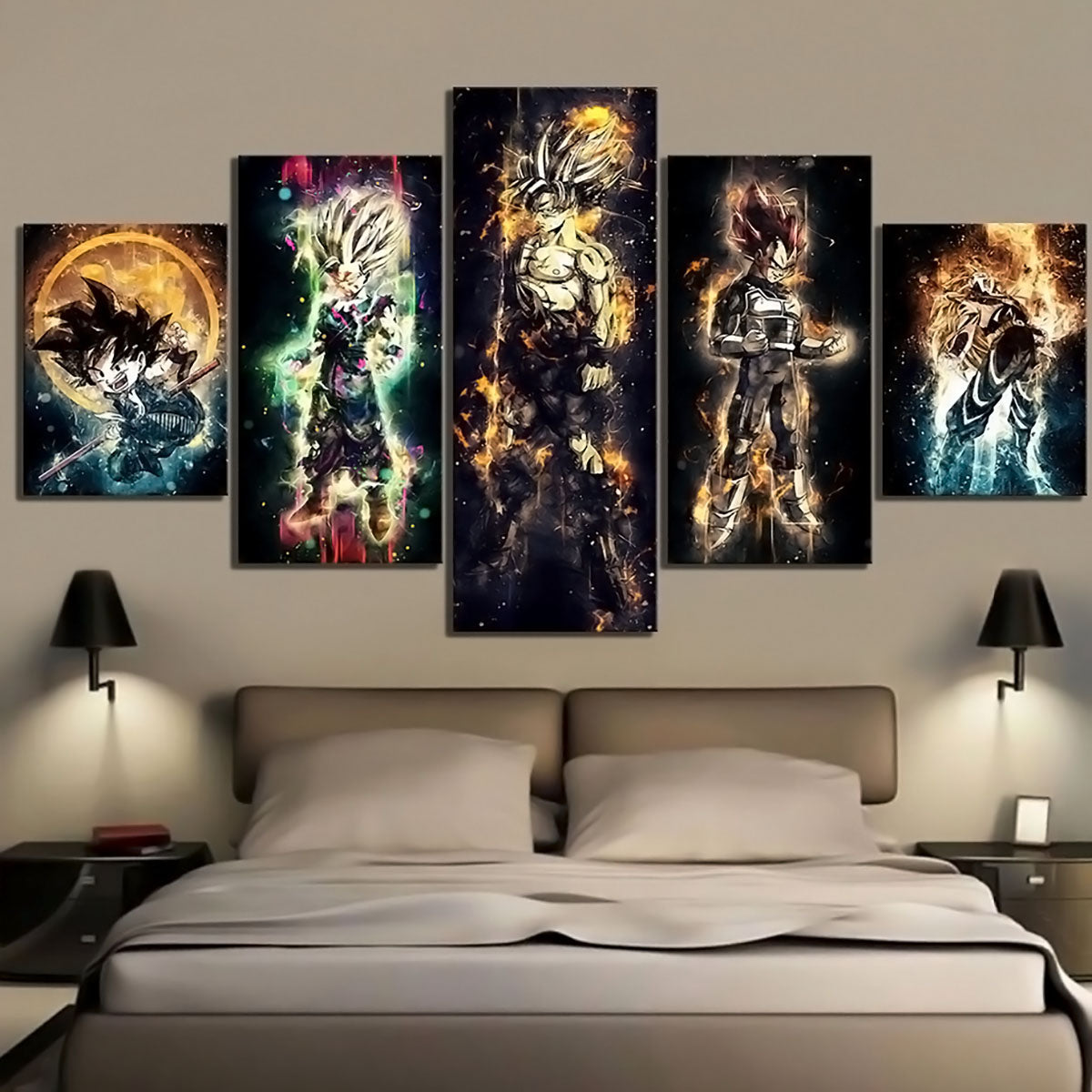 Dragon Ball Canvas Wall Art - DR5145 - Ultra Instinct Goku - Super Saiyan God Vegeta - Beast Gohan