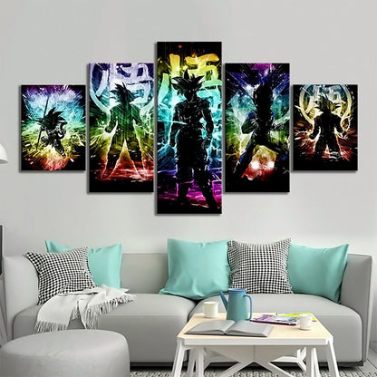 Dragon Ball - 5 Pieces Wall Art - Goku - Vegeta - Kid Goku - Printed Wall Pictures Home Decor - Dragon Ball Poster - Dragon Ball Canvas